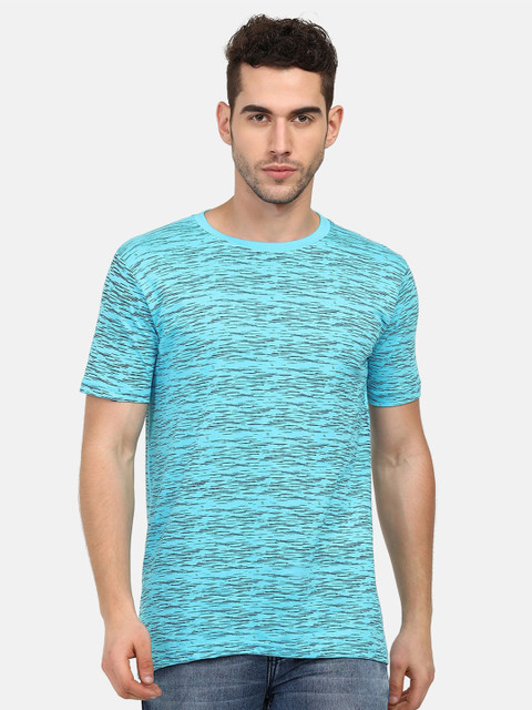 

V2 Value & Variety Men Blue & Black Printed Cotton T-shirt