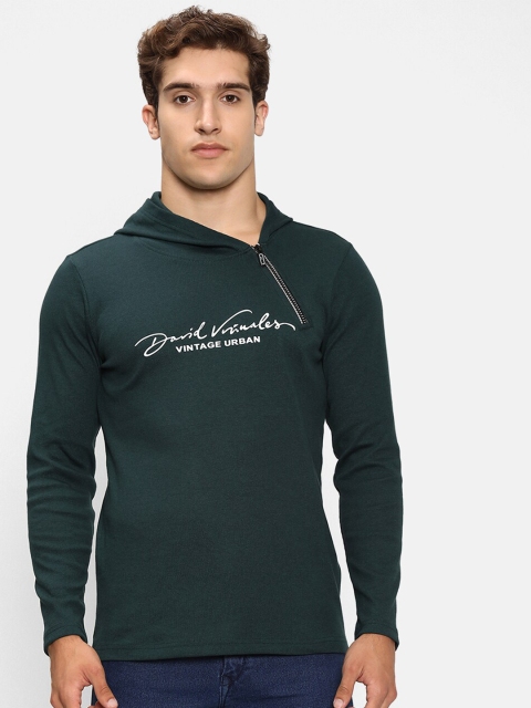 

V2 Value & Variety Men Green Cotton Hooded T-shirt