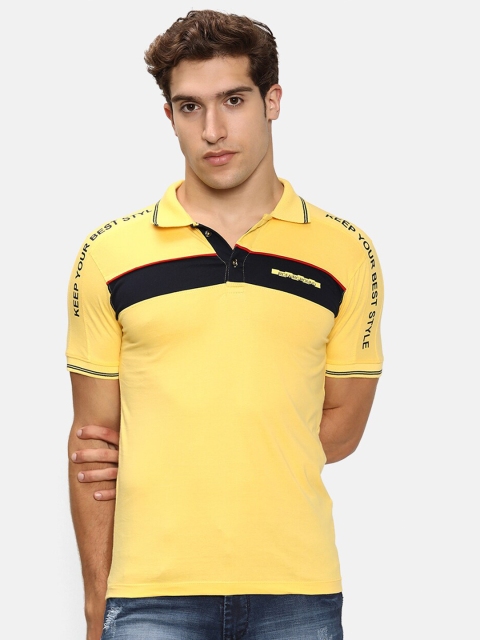 

V2 Value & Variety Men Yellow Polo Collar Cotton T-shirt