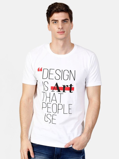 

V2 Value & Variety Men White & Black Typography Printed Cotton T-shirt