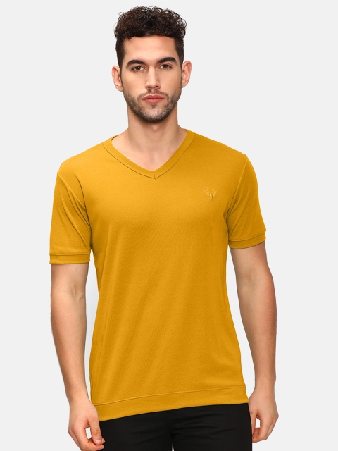 

V2 Value & Variety Men Yellow V-Neck Cotton T-shirt