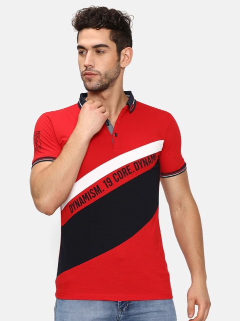 

V2 Value & Variety Men Red Typography Printed Polo Collar T-shirt