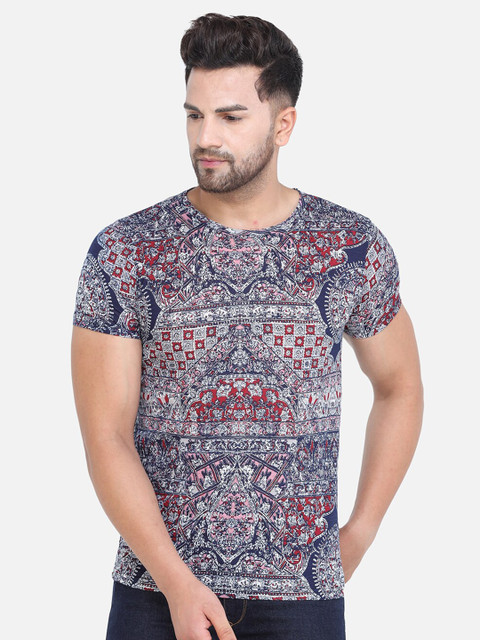 

COLVYNHARRIS JEANS Men Blue & Red Printed Slim Fit T-shirt