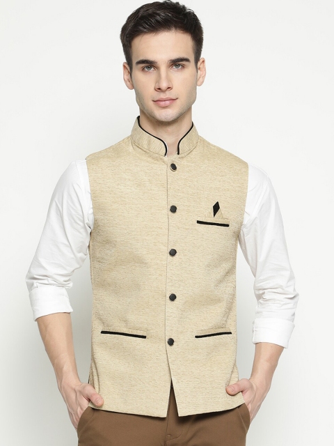 

V2 Value & Variety Beige Self Design Nehru Jacket