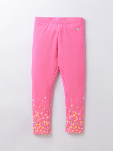 

Ed-a-Mamma Girls Pink & Yellow Printed Ankle-Length Sustainable Leggings