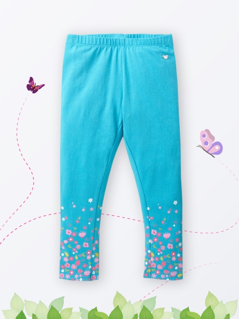

Ed-a-Mamma Girls Blue & Pink Printed Ankle-Length Sustainable Leggings