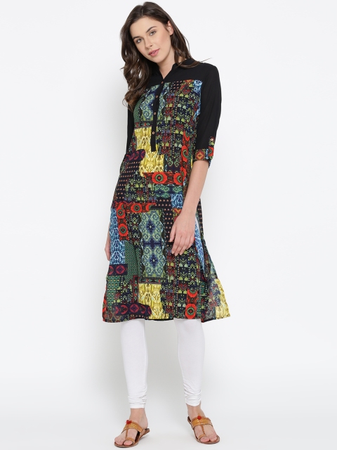 

Vishudh Women Black Printed Kurta