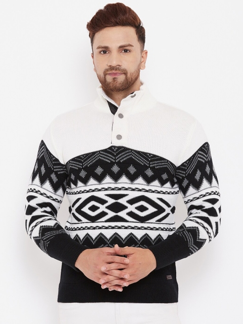

98 Degree North Men White Self Design