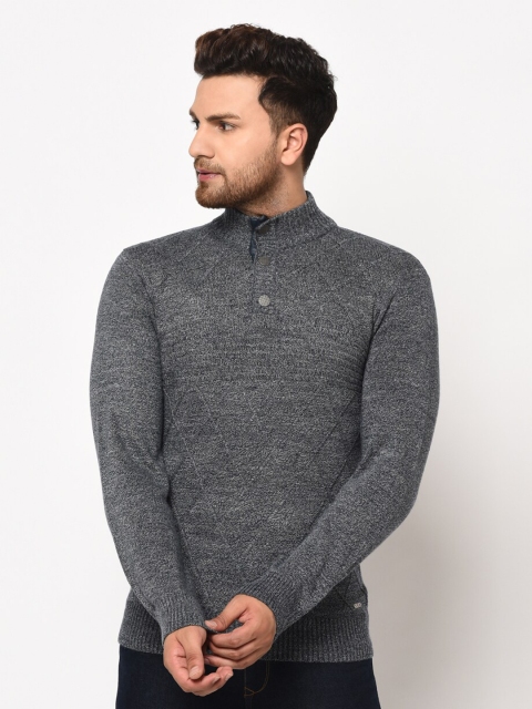 

98 Degree North Men Charcoal Self Design