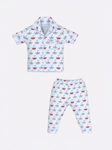 

BABY GO Boys Blue & Multicoloured Printed Night Suit