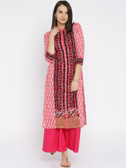 

Vishudh Women Pink Printed Kurta