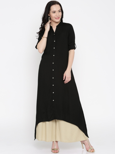 

Vishudh Women Black Solid Anarkali Kurta
