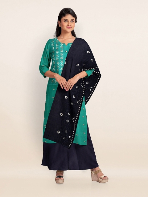 

Pothys Sea Green & Blue Printed Unstitched Dress Material