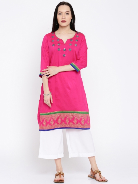 

Aaboli Women Pink Embroidered Yoke Design A-Line Kurta