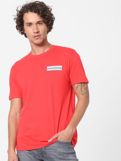 

Celio Men Red Typography Printed Cotton Pure Cotton T-shirt