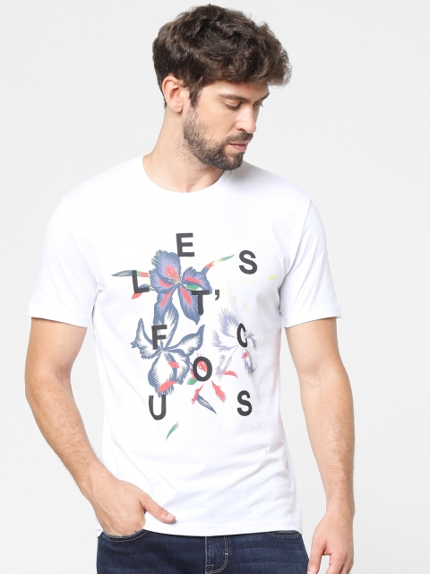 

Celio Men White Graphic Printed Cotton Pure Cotton T-shirt