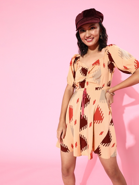 

The Vanca Women Beige A-Line Dress
