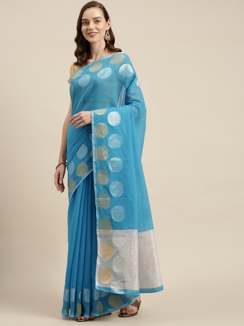 

Mitera Turquoise Blue Kanjeevaram Saree