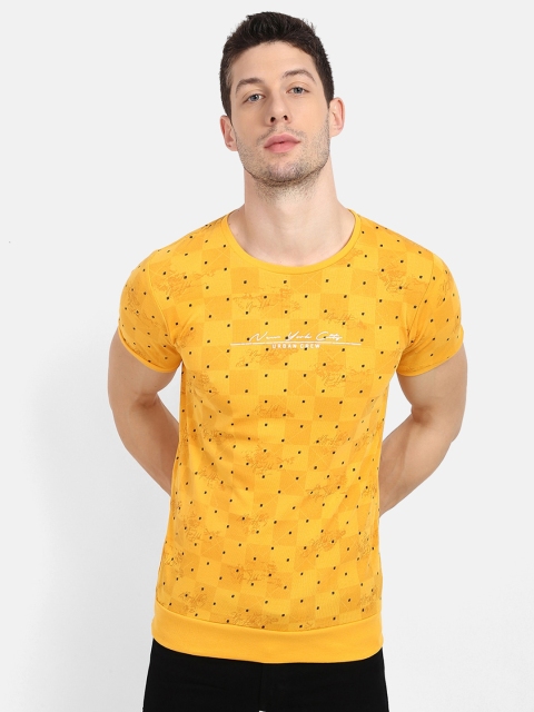 

V2 Value & Variety Men Yellow Printed Cotton -shirt