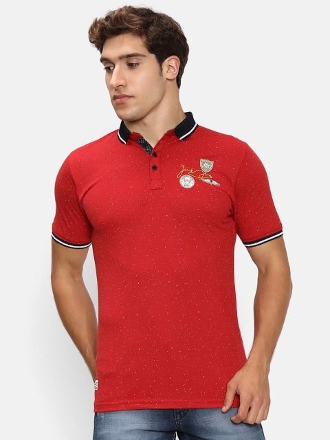 

V2 Value & Variety Men Orange Abstract Printed Polo Collar T-shirt
