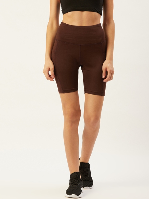 

KICA Women Brown High Waisted Cycling Shorts With 2 Pockets