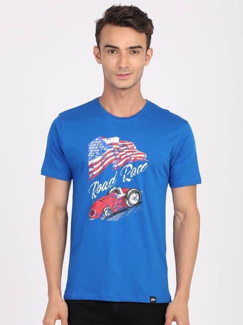 

MASH UNLIMITED Men Blue & Red Printed Slim Fit T-shirt