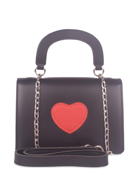 

Bagkok Women Black PU Structured Handheld Bag