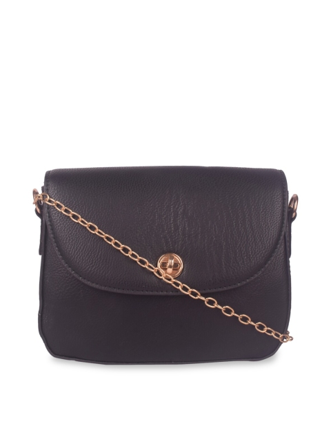 

Bagkok Women Black PU Textured Structured Sling Bag