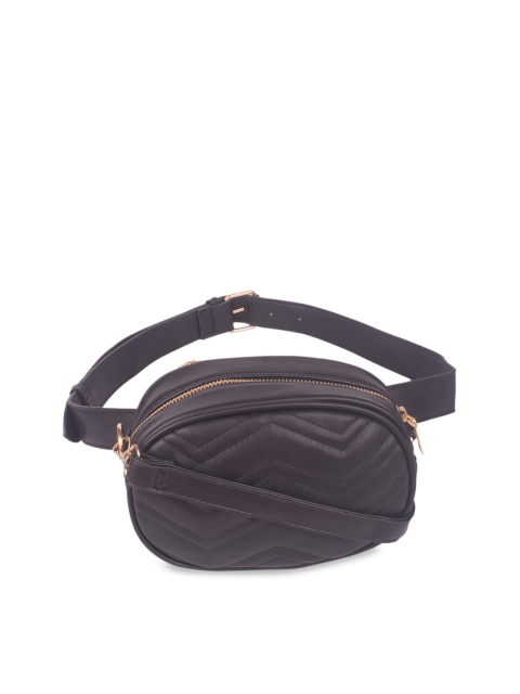 

Bagkok Women Black PU Structured Sling Bag with Quilted