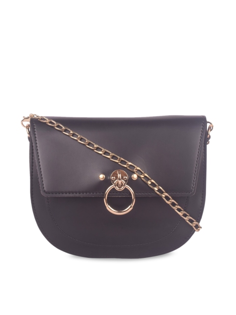 

Bagkok Women Black PU Half Moon Sling Bag