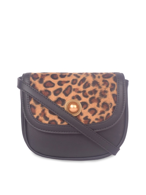 

Bagkok Women Black PU Animal Printed Structured Sling Bag