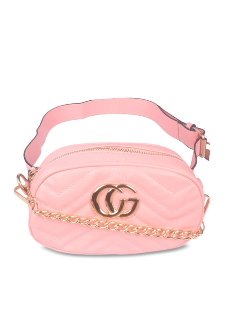 

Bagkok Women Peach-Coloured Quilted PU Pouch