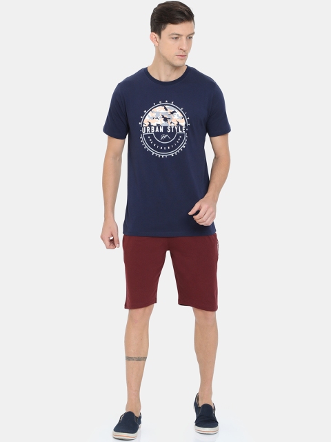 

Masculino Latino Men Navy Blue & Maroon Printed Night Suit