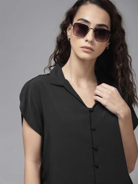 

Roadster Women Black Solid Opaque Casual Shirt