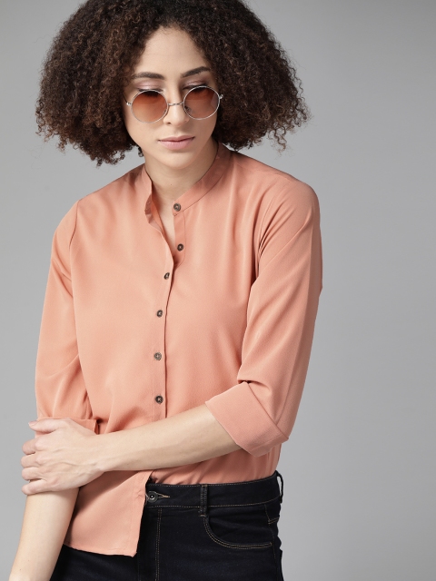 

Roadster Women Dusty Pink Opaque Casual Shirt