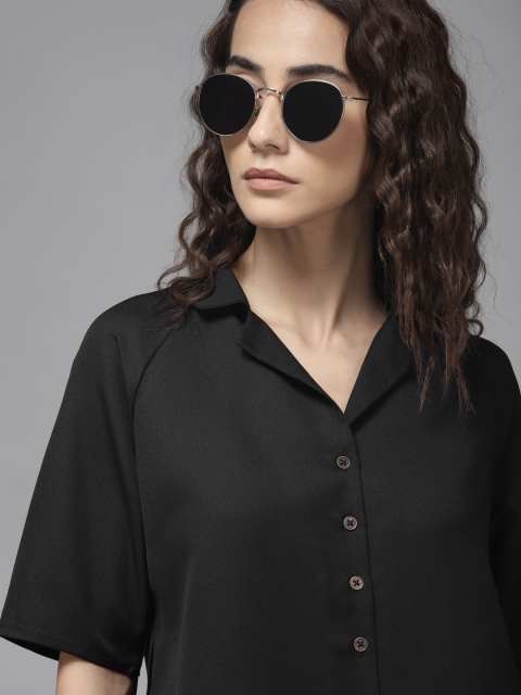 

Roadster Women Black Opaque Casual Shirt