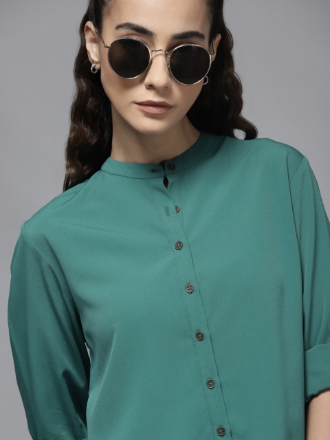 

Roadster Women Green Opaque Casual Shirt
