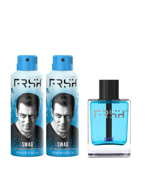 

FRSH By Salman Khan Men Set of Date Eau De Toilette & 2 SWAG Perfumed Deodorants, Blue