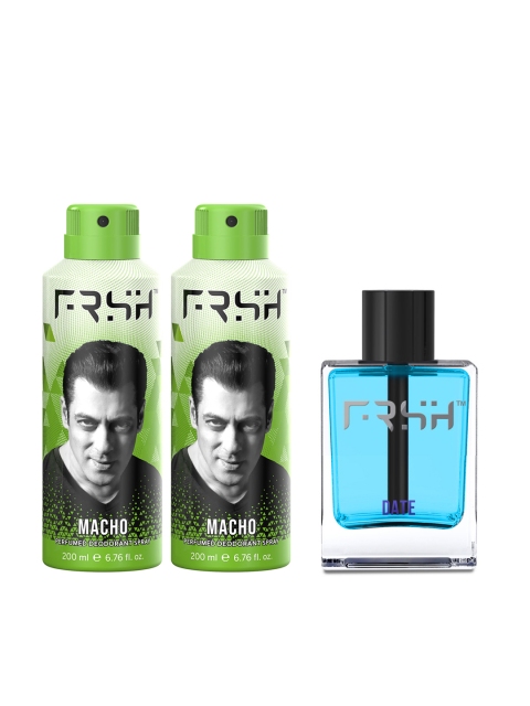 

FRSH By Salman Khan Men Set of Date Eau De Toilette & 2 Macho Perfumed Deodorants, Green