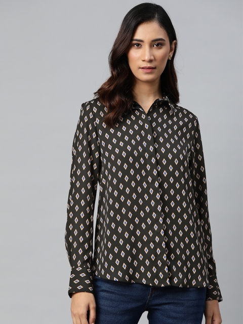

Marks & Spencer Women Black & Beige Geometric Print Casual Shirt