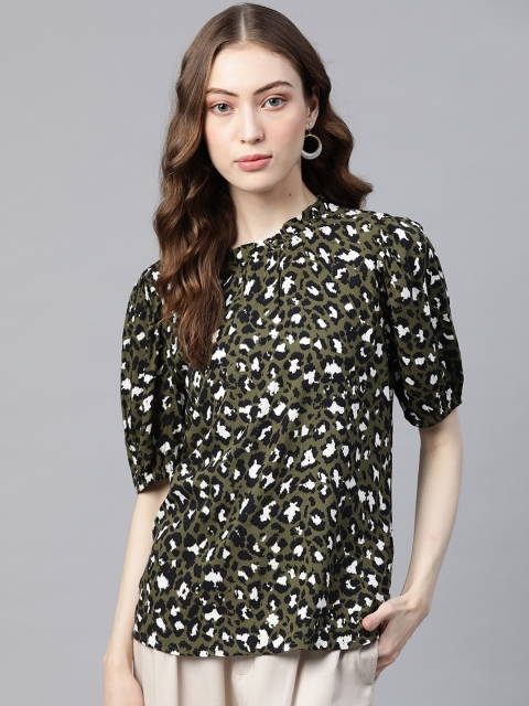

Marks & Spencer Green & Black Printed Regular Top