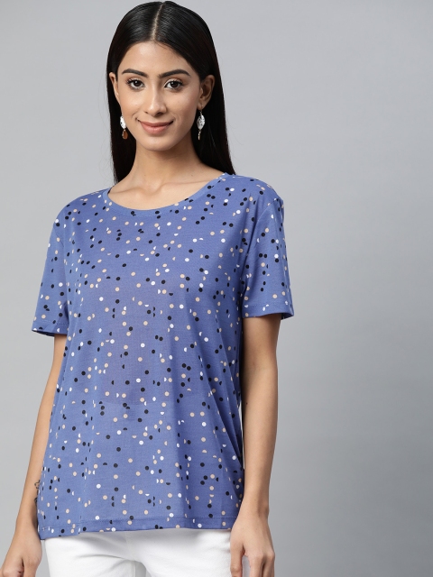 

Marks & Spencer Women Blue & White Printed T-shirt