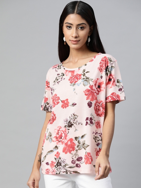 

Marks & Spencer Women Pink & Red Floral Printed T-shirt