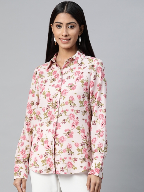 

Marks & Spencer Women Pink & Green Floral Print Shirt