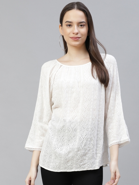 

Marks & Spencer White Embroidered Regular Top