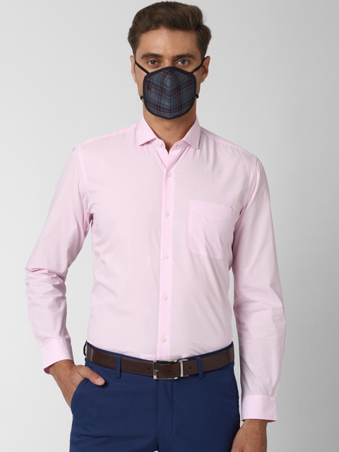 

Peter England Men Pink Slim Fit Formal Shirt with Mask