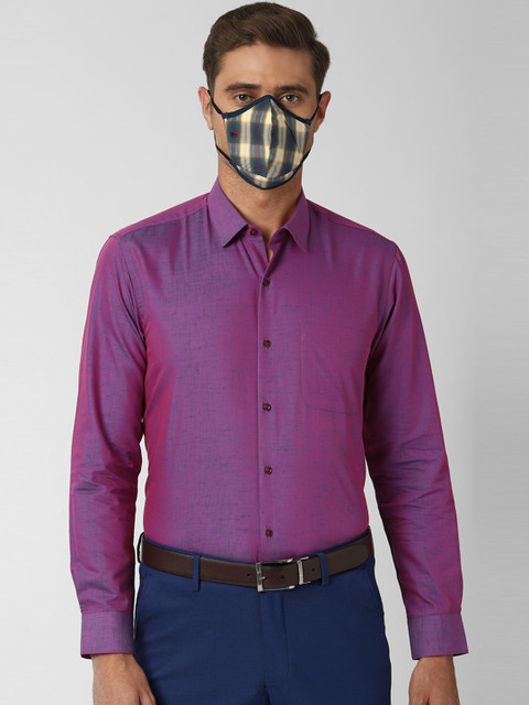 

Peter England Men Purple Formal Shirt with Mask