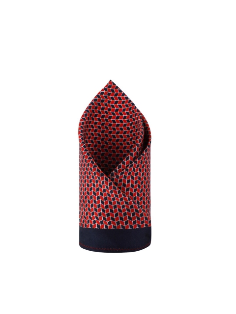 

CHOKORE Men Red & Navy Blue Printed Silk Pocket Square