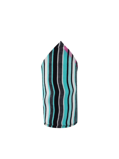 

CHOKORE Men Pink & Turquoise Blue Striped Silk Pocket Square