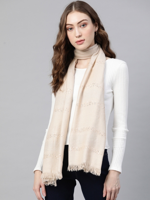 

Marks & Spencer Women Beige Woven Design Sequinned Stole